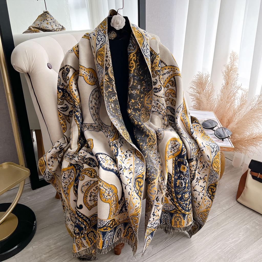New Luxury Winter Paisley Two-Sided Cashmere Jacquard Scarves High Quality Women Thicken Wrap Shawl Ladies Wool Pashmina Scarf