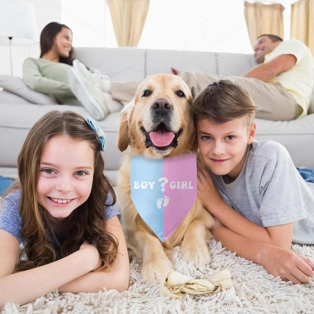 Boy or Girl Gender Reveal Ideas Gifts Dog Bandana Baby Announcement Photo Props Dog Scarf Accessories He or She Gender Reveal Party Decorations for