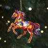 Party Colorful Christmas Hanging Pendant 2D Flat Acrylic Horse Pendant Festive Xmas Tree Hanging Ornament Navidad Decor
