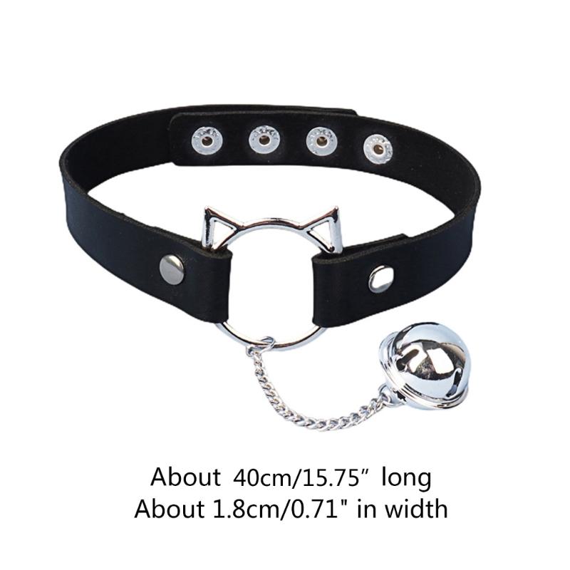 Sexy Gothic Punk Harajuku Halloween Chain Choker Collar Necklace for Women Adjustable Leather for Cat for Head Chocker N