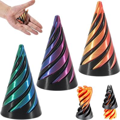 3D Printed Spiral Cone Toy Impossible Pyramid Passthrough Sculpture Pass Through Pyramid Toy Mini Vortex Thread Illusion