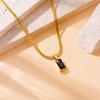 Gold Snake Chain Jewelry Set with Rectangular Black Cz Pendant