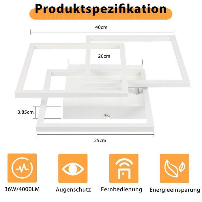 Plafonnier LED - NETTLIFE - 36W - Intensité variable - Télécommande - 40 cm blanc