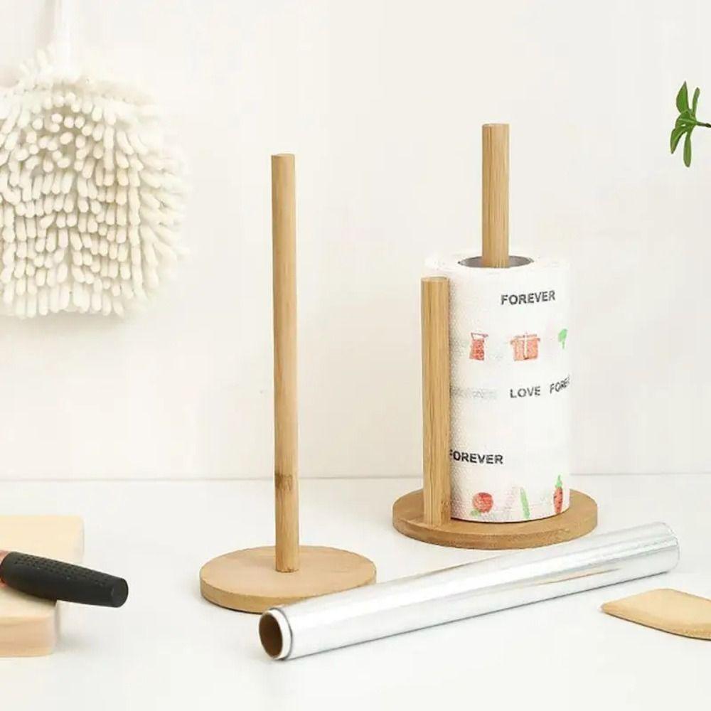 Durable Wooden Paper Towel Holder Anti-Skid Paper Storage Shelf  Bathroom