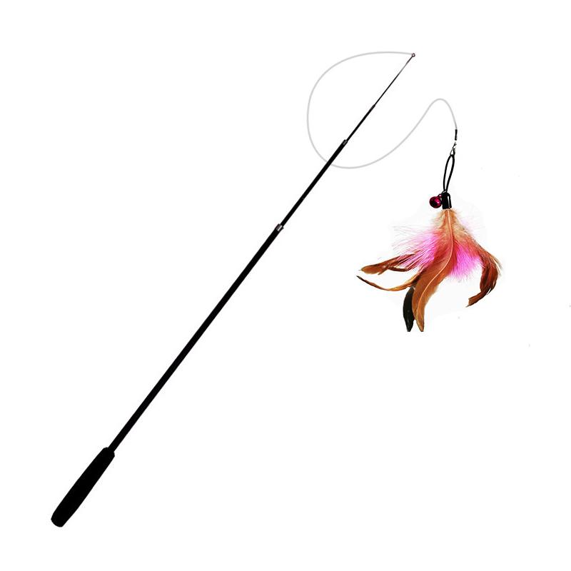 

Телескопическая удочка для кошек из четырех секций - Выдвижная удочка для кошек, забавная удочка для кошек, стальная проволока, длинная палка, перо, милая, для саморазвлечения, для снятия стресса, игрушка для питомца розовый