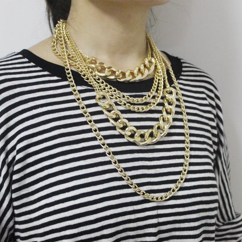 Colier Punk Hip-Hop Exagerat cu Ciucuri Multi-Strat pentru Femei