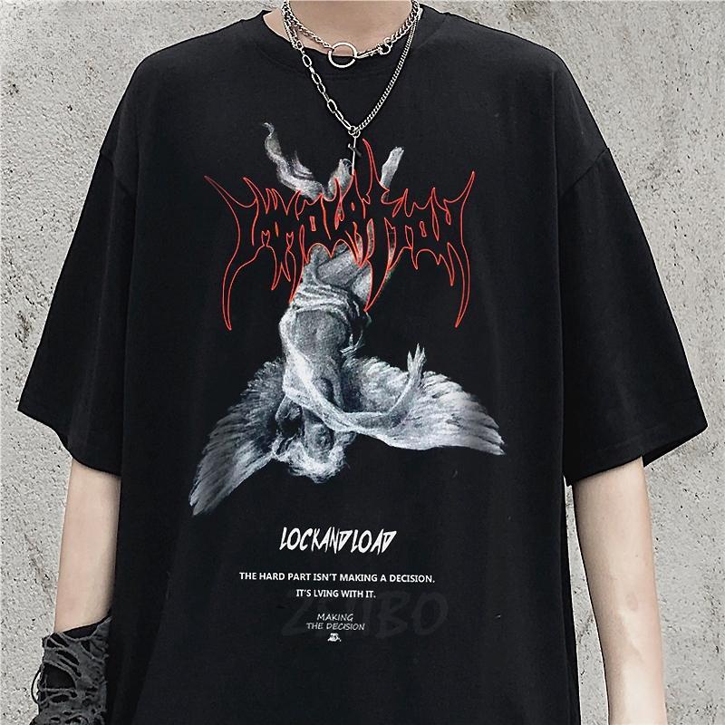 

Мужская футболка Harajuku Art Fallen Angel Oversize, летняя крутая футболка унисекс в стиле хип-хоп с забавным принтом, повседневная футболка, уличная одежда, топы