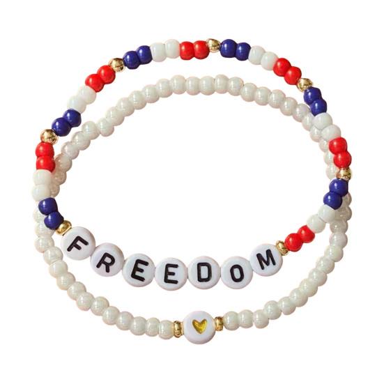 Freedom Bracelets Beaded Memorial Wristband Elastic Turning Point Patriotic Bracelets for Men Women Kids Commemorative Events