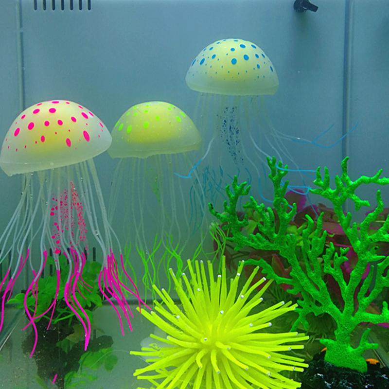 Fish Tank Decorations Artificial Glowing Moon Jellyfish  Fish Tank Ornaments