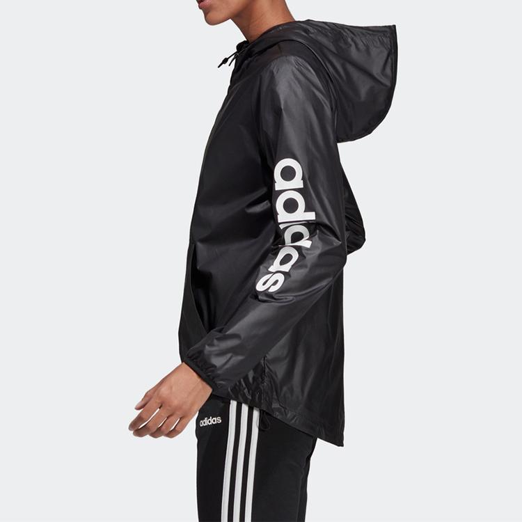 Adidas Essentials Linear Windbreaker Jacket With Logo Print Women Jackets Black DP2408