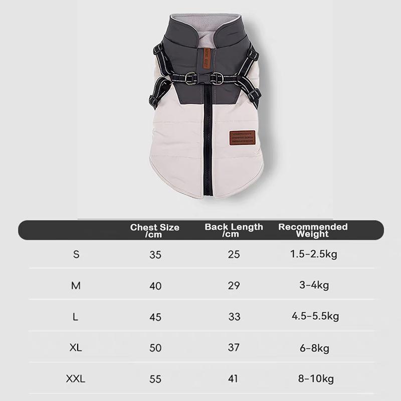 

Winter Warm Dog Cotton Vest with D-Ring Harness Hole Cold Weather Puppy Padded Jacket for Teddy Corgi Schnauzer Small Medium Dog S