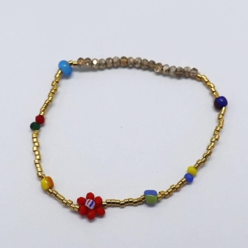 BONBEAU Mini Flower Multi Beads Bracelet Freshwater Pearl Flower Bead Bracelet 5 Colors