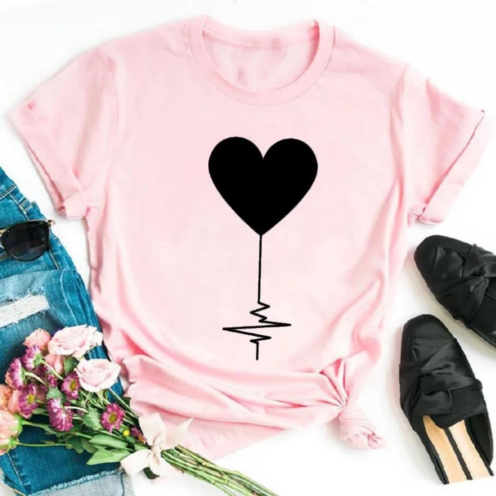 Neues Fahrrad Blume Liebe Retro Locker Einfach Süß Halbarm Kurzarm T-Shirt Damen Sommer Mode Polyester Stoff