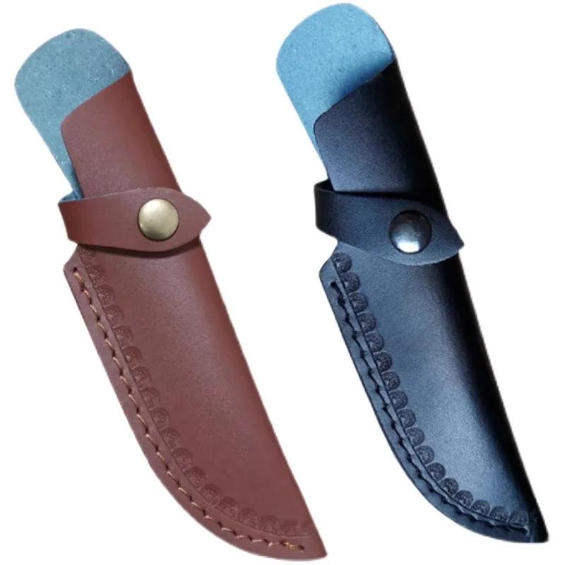 1pc Cow Leather Knife Sheath Scabbard Outdoor Straight Knife Holster Carrying Case Belt Loop Case Protective Cover Parts