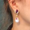 Needle Full Diamond Light Luxury Heavy Industry High-End Flower Earrings Leaf Leaves Slightly Inlaid Zircon Pearl Earrings