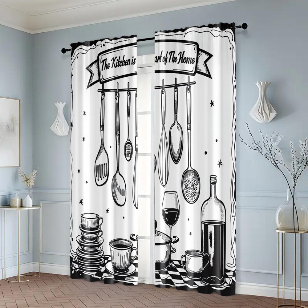 2pcs, Curtain Set Classic Plaid Machine Washable Fabric (without Rod) All Seasons Ldeal for Living Room, Bedroom, Kitchen,