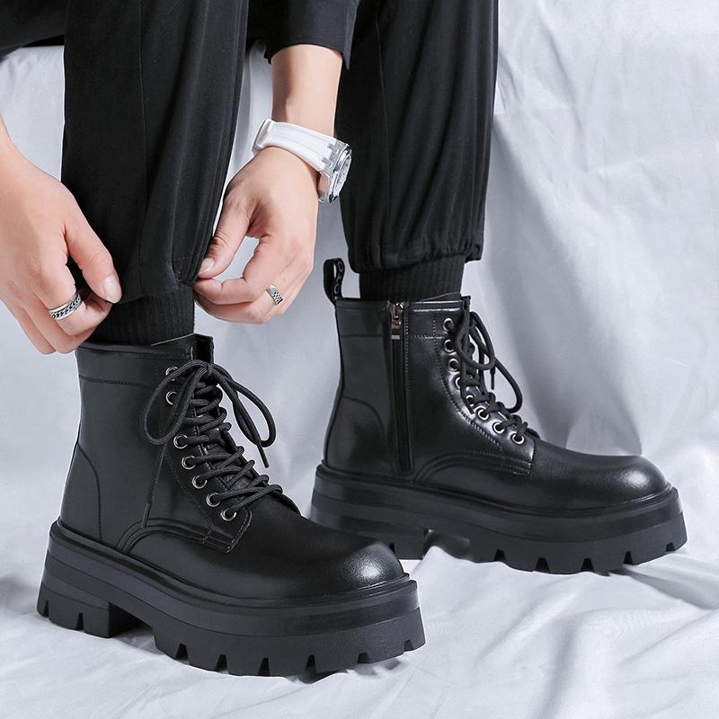 Høst Herremote Tykksålede Formelle Lærsko Merke Klassisk Svart Høy Topp Herre Business Formelle Lærsko Derby Sko