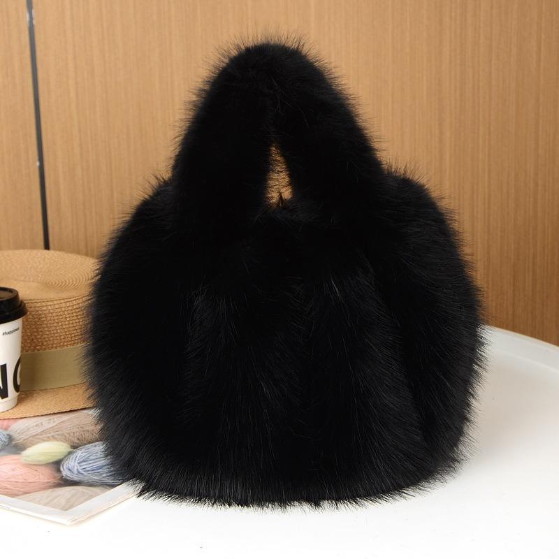 Autumn and winter new hair bag imitation fox plush bag high sense versatile shoulder messenger bag vegetable basket hand bag