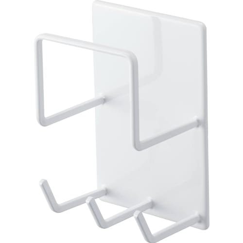 Yamazaki Magnetic Bathroom Cleaning Tool Holder, White, Approx. W8 x D6 x H12cm, Tower Bathroom Rack, Bath Cleaning Storage, 4976