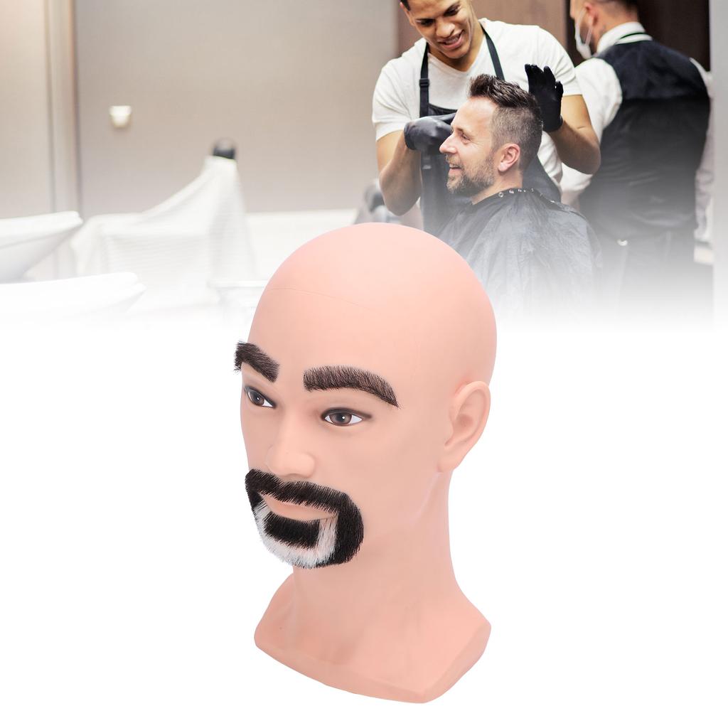 Mannequin Head with Beard Ergonomic Resin PVC Lifelike Beard Trimming Training Head for Practice Cutting O Shaped Beard