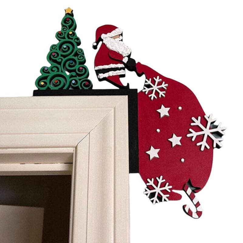 Festives Metal Door Frame Sign Door Corner Decoration for Christmas Celebration Home Decoration for Window and Wall