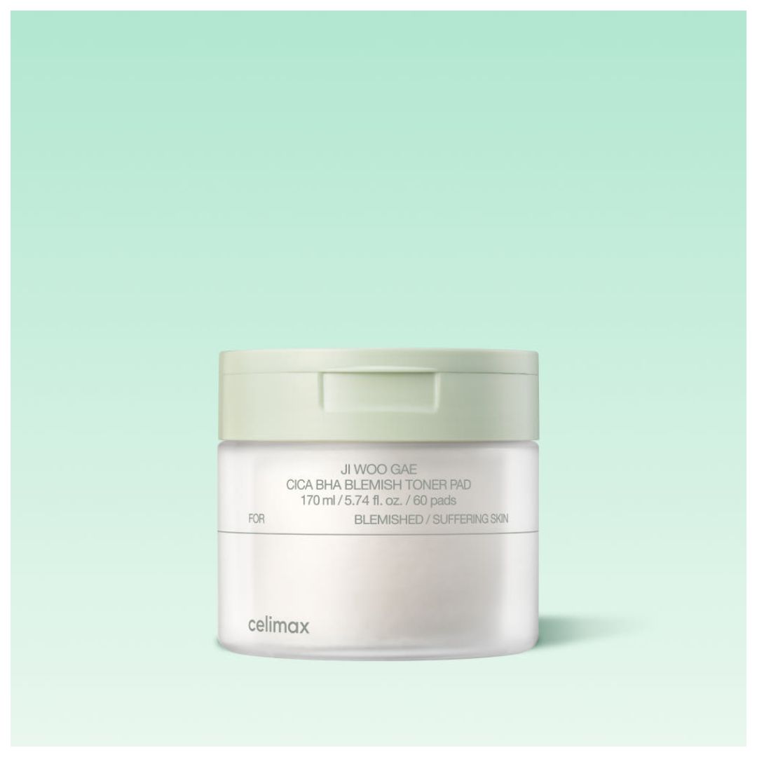 CELIMAX Ji.Woo.Gae Cica BHA Blemish Toner Pad Soothing Exfoliating Pad 60 Pads 170ml 1 Pack (60 Pads)