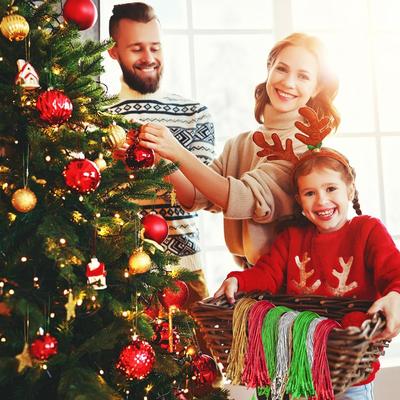 Neu 100 Stück Weihnachts-Tropfen-Ornamente Schnur Band Weihnachtsbaumkugel Anhänger Hängeseile Weihnachtsdekorationen Zuhause Geschenkverpackungsetikett