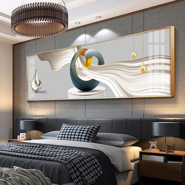 

Большой размер, скандинавский роскошный золотой холст, картина, настенное искусство, абстрактная однотонная геометрия, современное искусство, ленты, постеры и принты, гостиная 60cm×170cm NoFrame