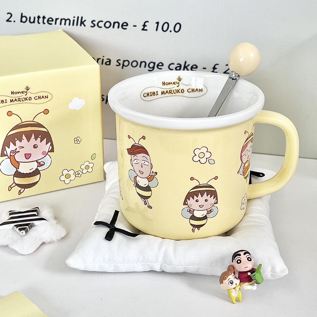 Cute Cherry Maruko Ceramic Mug Children's Household Water Mug Girls Breakfast Coffee Mug Birthday Gift