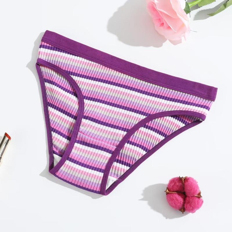 3 stk Dame Trusesett Bomull Thong Enkle Stripete Dameundertøy Sexy Lingeri Sport Komfortable Hot G-Strenger