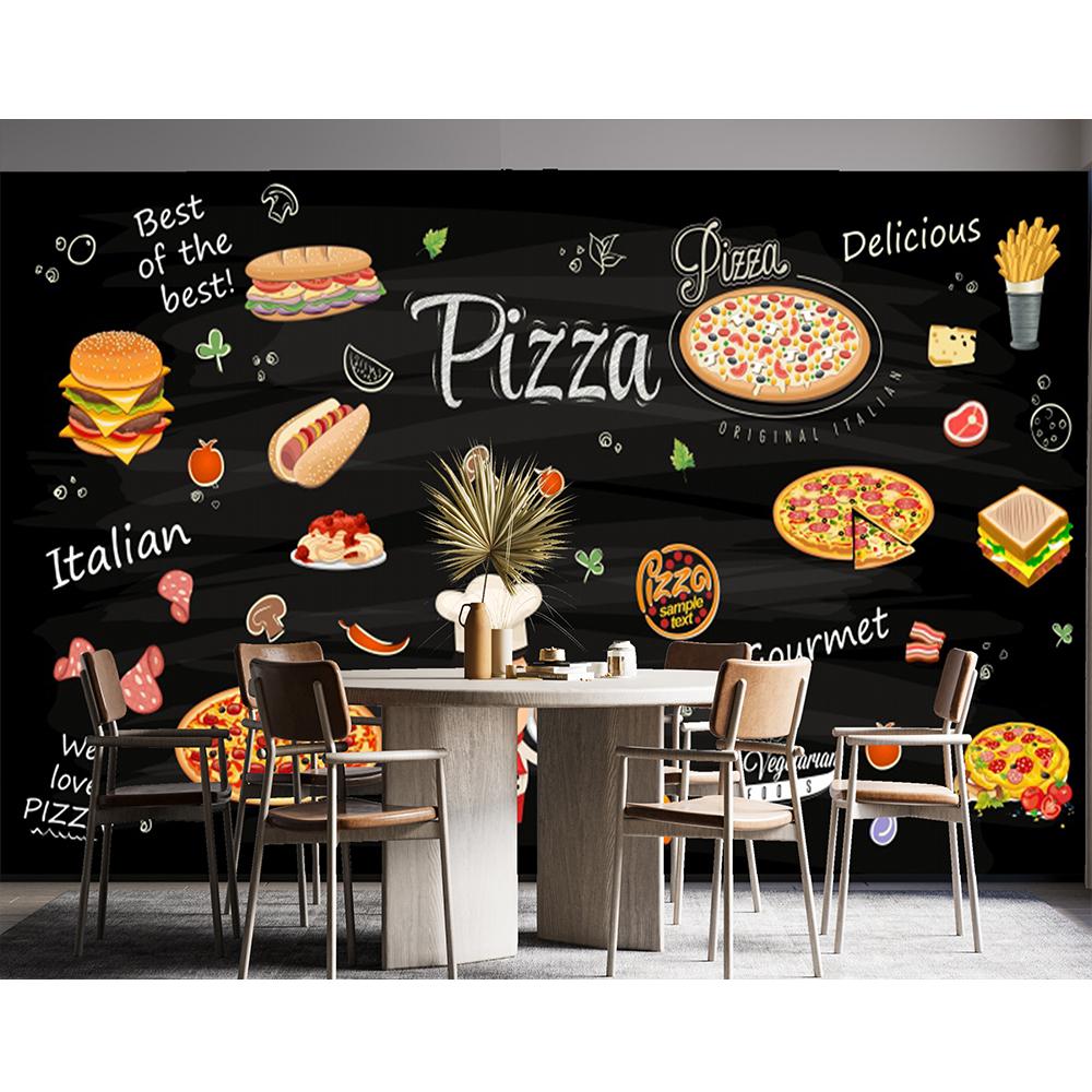 Fast Food Wandbild Hamburger Restaurant Fototapete Pizza Snackbar Dekor Hamburger Tapete