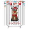 TU Festive Christmas Shower Curtain Holiday Waterproof Decor Reindeer Pattern Bathroom Curtain Xmas Home Decor Modern Style Holi