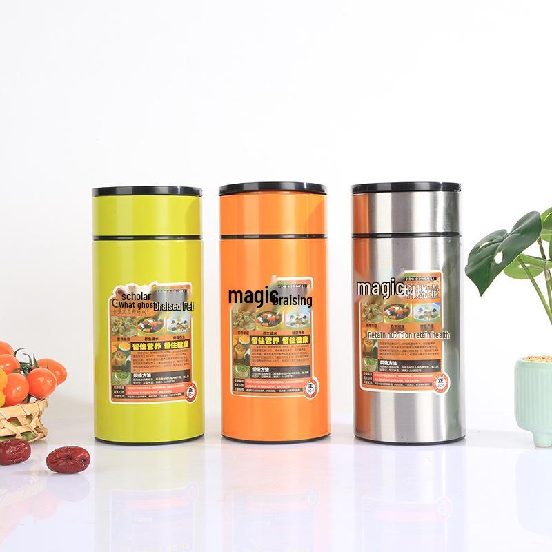 304 Stainless Steel Large Capacity Insulated Double-Layer Food Jar for Outdoor and Household Use