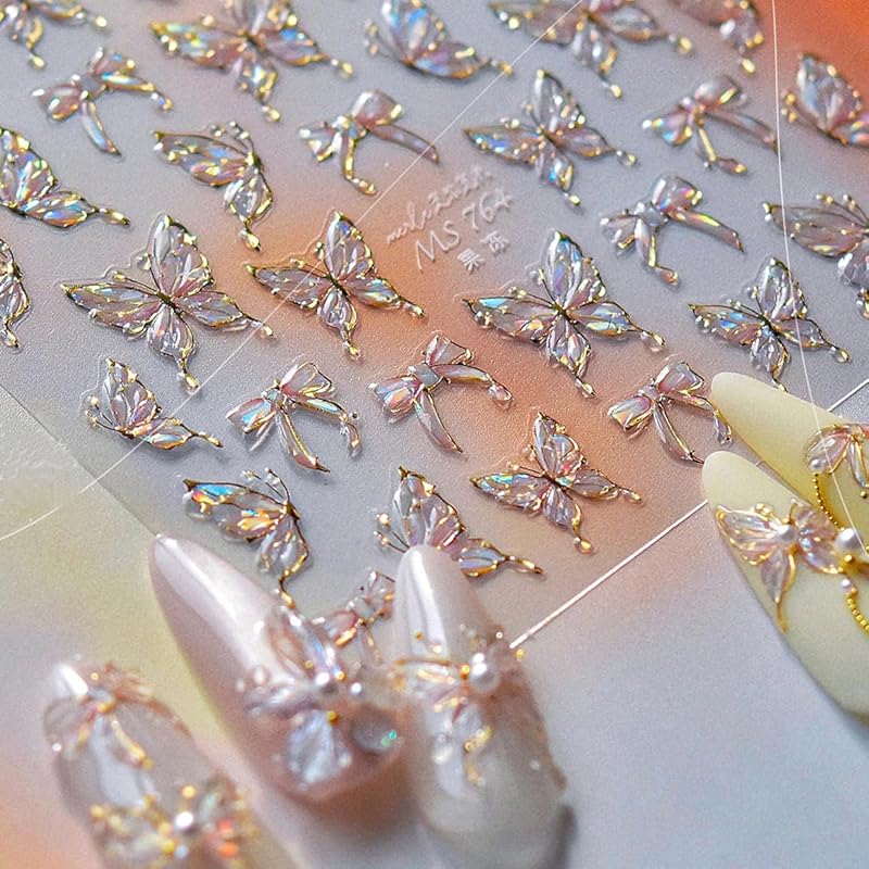 Flower Nail Art Stickers Decals, Spring Flowers Nail Stickers for Nail Art, Floral Plant Nails Design 5D Embossed Nail Decals Flower Stickers for