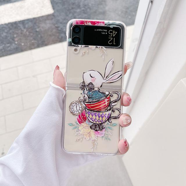 

Чехол для телефона Dream Iridescent Cloud Rabbit Pattern для Samsung Galaxy Z Flip 4 3 5g, прозрачный жесткий чехол для ПК For Samsung Z Flip 3