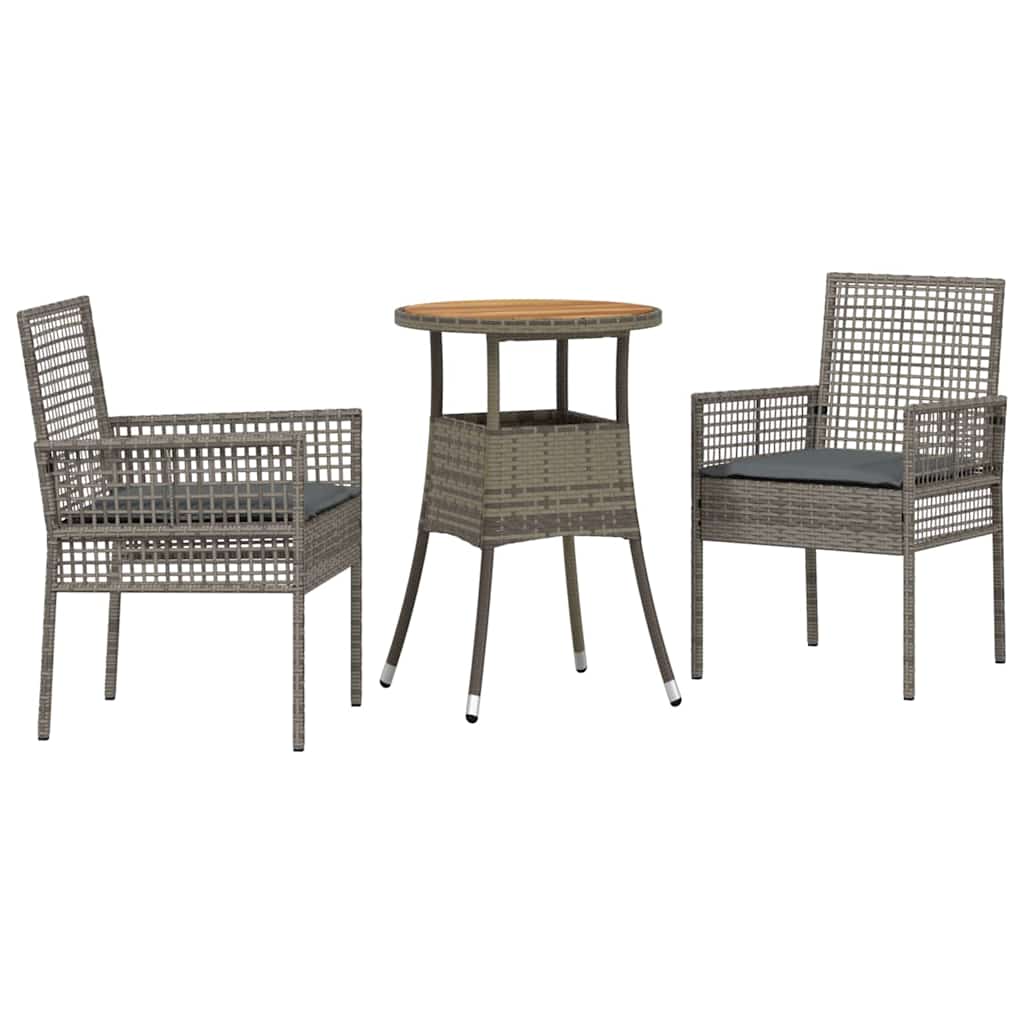 Garden Dining Set 3 pcs Grey Poly Rattan