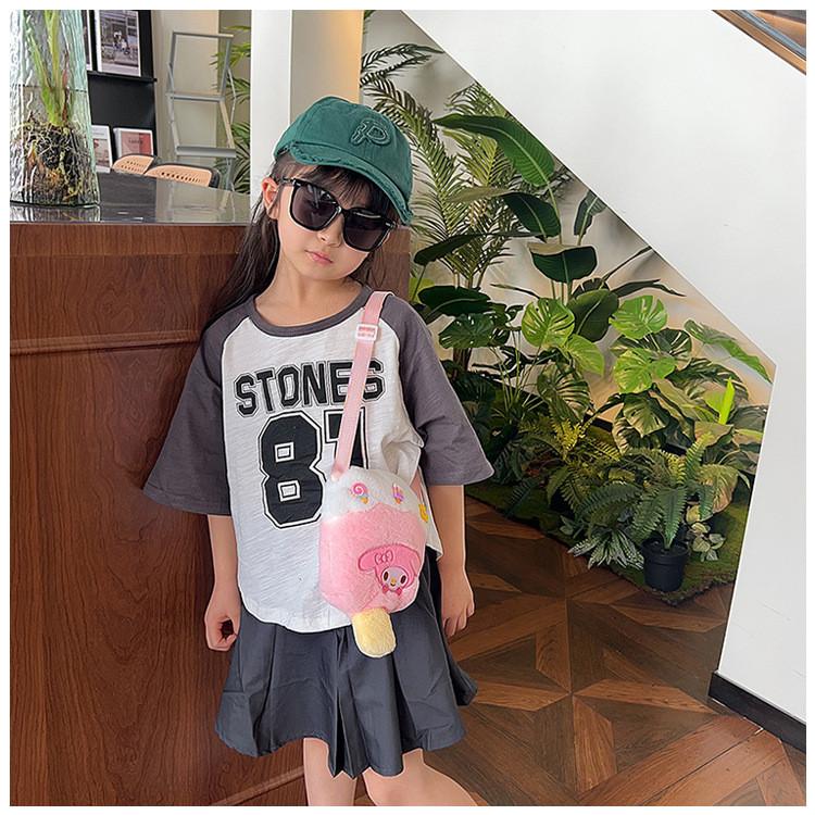 Plush Ice Melody Cream Pack Kids Crossbody Bag Cute Cartoon Style Purse Coin