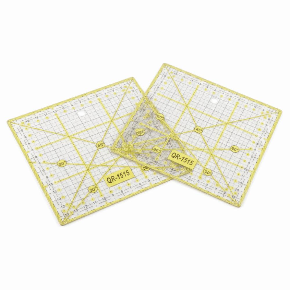 2pcs 15cm x 15cm Square Quilting Ruler plastic Quilting Tool Easy Fabric Cutting Ruler For Sewing