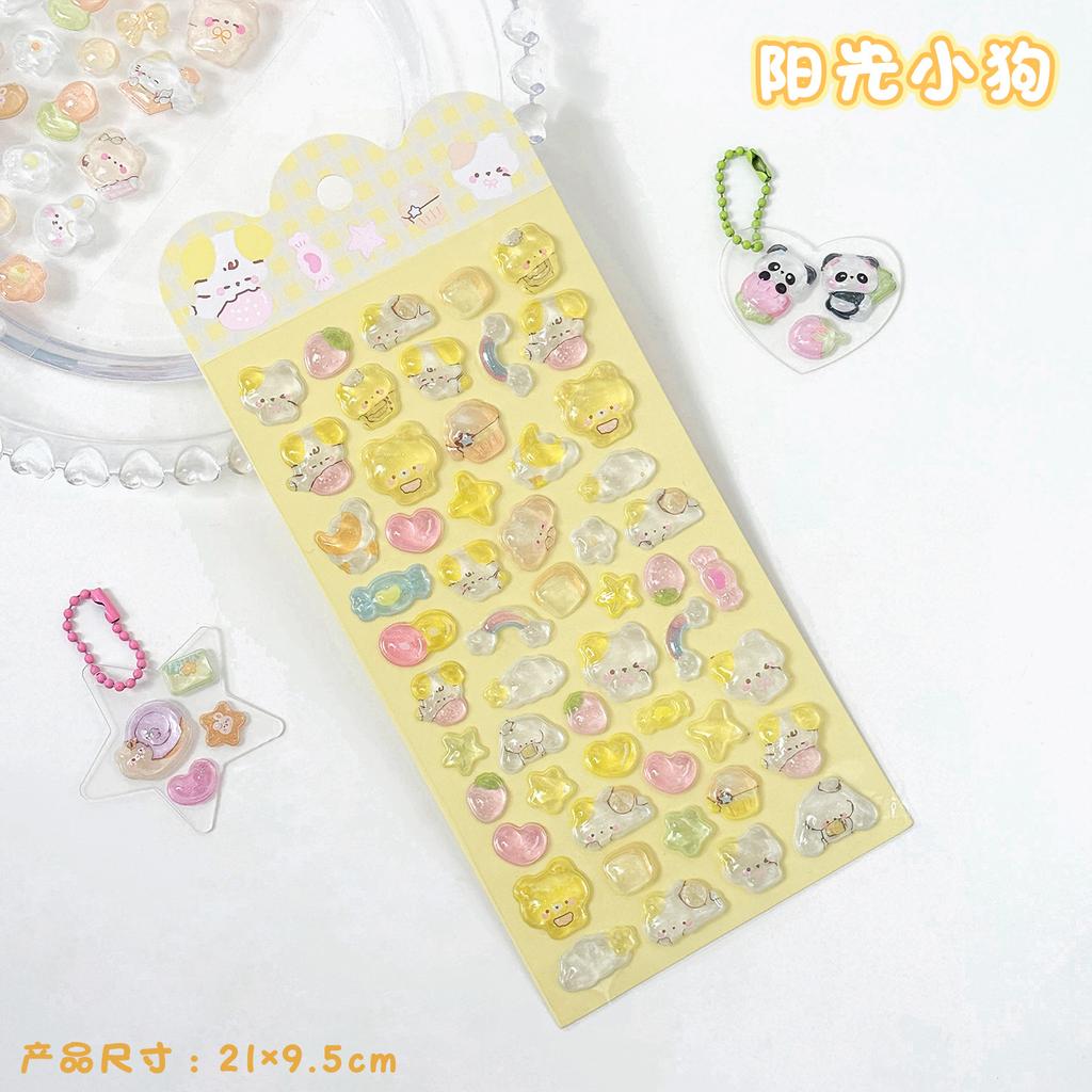 Kawaii 3D Relief Cartoon Droplet Decorative Stickers Fun Collage DIY Handmade Aesthetic Stationery Stickers
