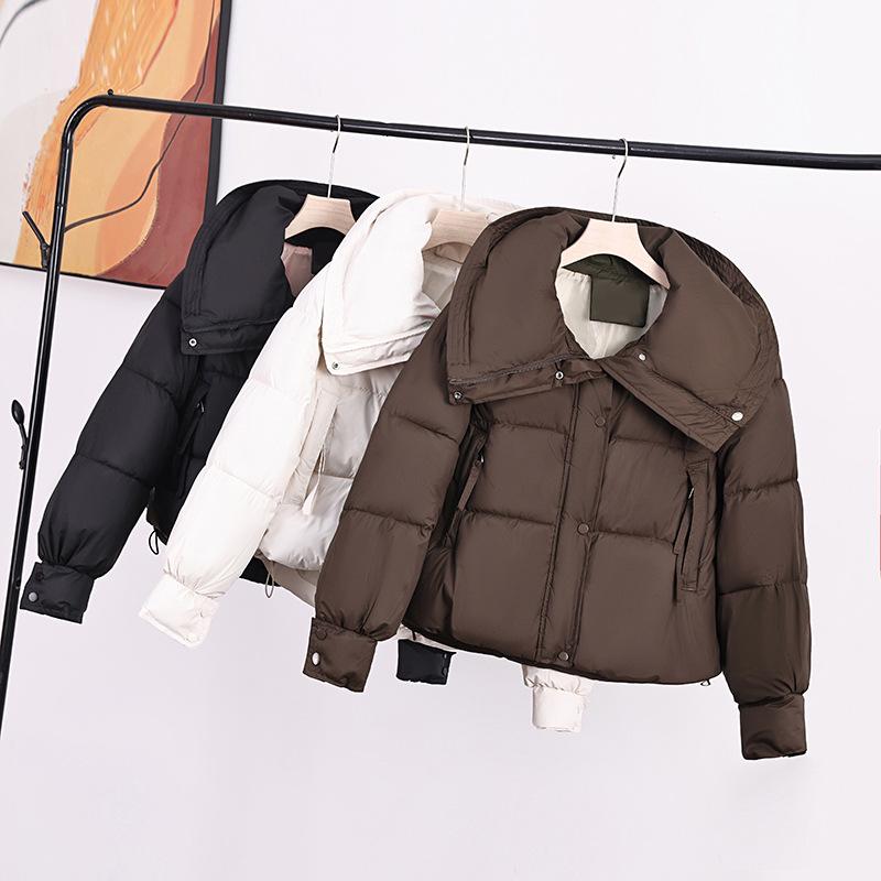 

Petite Women s Korean Lapel Down Coat - Solid Color, Short, Cold-Proof Bread Jacket L [Recommended 125-145 lbs]