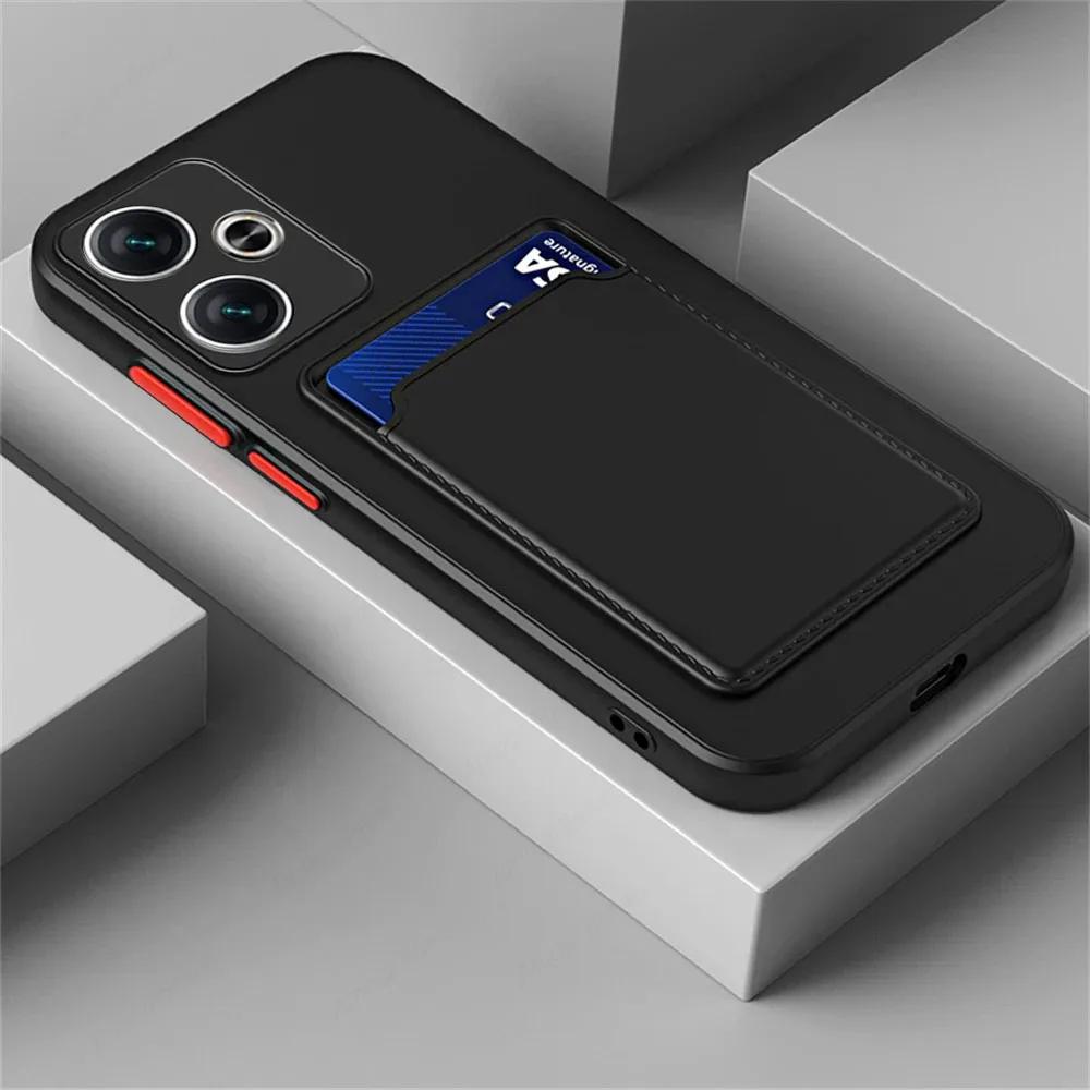 Silicone Card Wallet Case for Xiaomi Redmi 13 4G 13C 12C 12 10C 10A 9C 9A Soft Shockproof Card Slot Soft Bumper Back Full Protection Cover