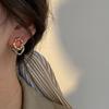 Two-wear Irregular Gold Sliver Colors Circles Bilayer Piercing Post Earring for Women Bicolor Hammered Texture Geometric Jewelry