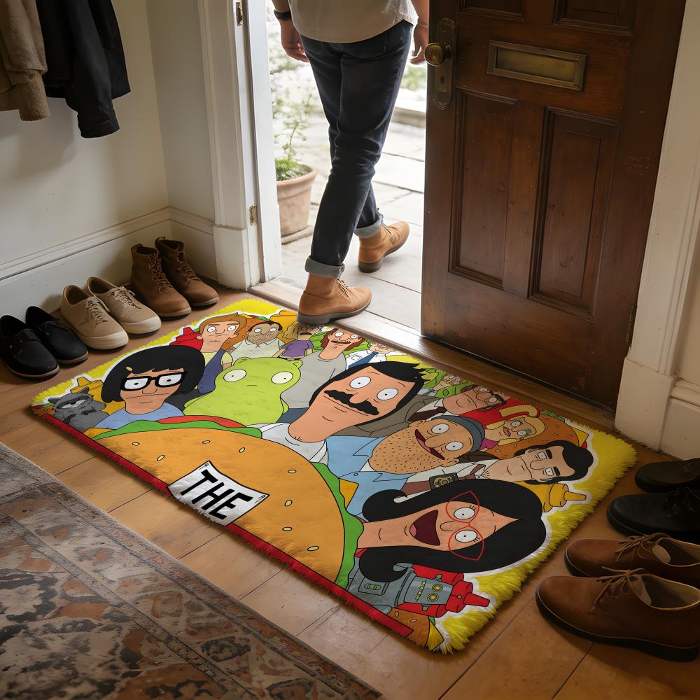 Cartoon Funny BBobs BBurgers Floor Mat Soft Flannel Absorbent Mat Non-Slip Rug Home Bedroom Bathroom