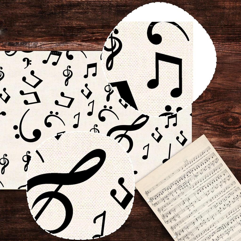 Nepnuser Linen Musical Notes Table Runner Music Event Birthday Party Wedding Decoration Farmhouse Home Dining Room Kitchen Table Decor (13" x 72")
