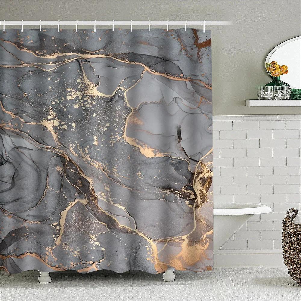 

1Pc Gray Marbling Shower Curtain Bathroom Partition Decorative Curtain Machine Washable Lake Print Window Privacy Curtain W60H190(CM)-1 Pcs