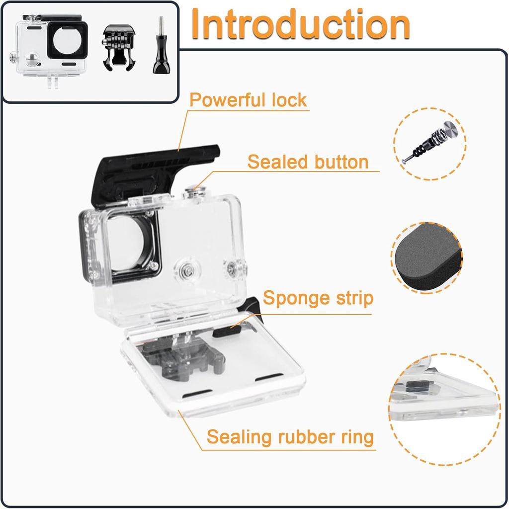 Waterproof Housing Case for GoPro Hero 4 3 Plus, Protective Underwater Dive Shell with Bracket for Go Pro Hero4 3+ Action Camera Accessories Kit