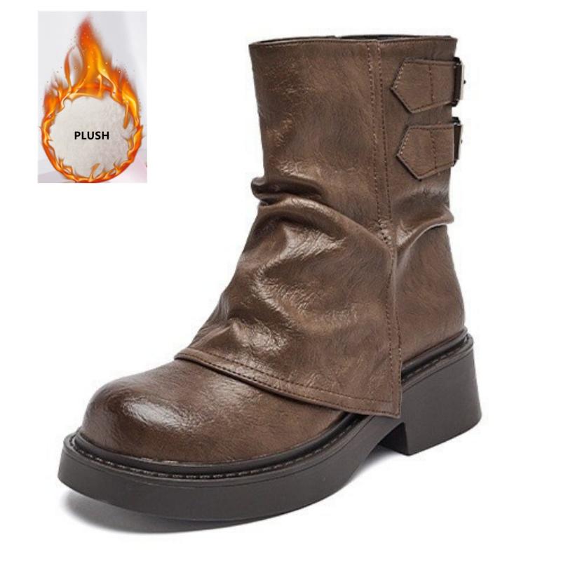 2025 Platform Women Mid Calf Boots Fashionable Versatile Anti Slip Short Shoes Autumn Winter Casual Comfortable Women Boots