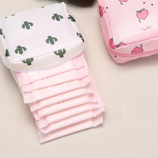 Úložný sáček na hygienické ubrousky Kreslený potisk Přenosný zip Velkokapacitní Kosmetické klíče na sluchátka Pouzdro na šperky Úložný obal na make-up