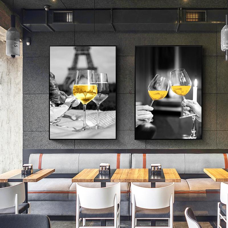 Poster e Stampa di Vino Rosso e Calice da Vino Pittura su Tela per Ristorante Arte Murale Quadro per Soggiorno Cucina Decorazioni per la Casa Cuadros