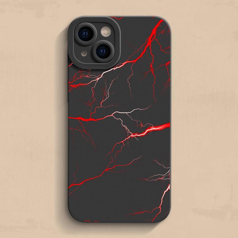 Cool Red Lightning Printed Phone Case For iPhone 16 16E 15 14 13 12 11 Pro Max 7 8 Plus X XR XS Matte Shockproof Silicone Cover